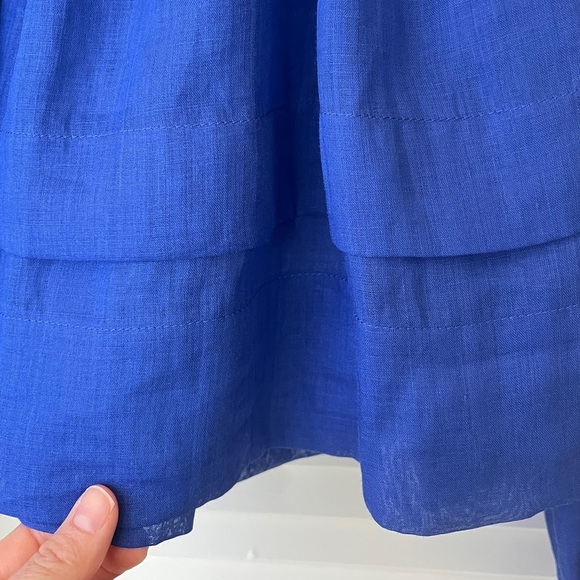 Banana Republic Semi-Sheer Square Neck Ramie Blouse Balloon Sleeves in Blue XS - Picture 9 of 13